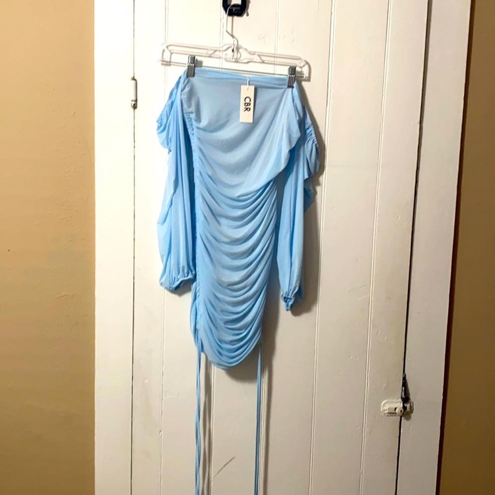 Light Blue CBR Dress with Ties Along Each Side
